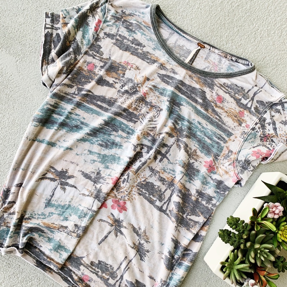 FREE PEOPLE Tiger Print Tee